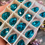 Blue Zircon 15x11mm Genuine Swarovski 4320 Pear Shape Crystal
