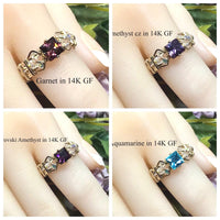 Swarovski Crystal Birthstone Rings, Handmade, All Birthstones Available, Gems, CZs, Vintage Crystal