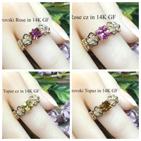 Swarovski Crystal Birthstone Rings, Handmade, All Birthstones Available, Gems, CZs, Vintage Crystal