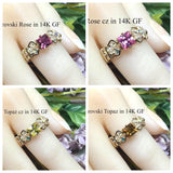 Swarovski Crystal Birthstone Rings, Handmade, All Birthstones Available, Gems, CZs, Vintage Crystal