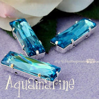 Aquamarine Swarovski Crystal, 1Pc Princess Brooch, 30x10 4547 With Setting