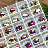 Rose AB 10x7mm Swarovski 2 Pcs Pear 4320, With Silver-Plated or Gold-Plated Settings