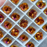 Astral Pink 8mm Genuine Swarovski, 2 Pcs Fancy 4460 Cushion Square With Setting