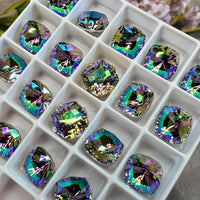 Paradise Shine 8mm Swarovski, 2 Pcs Fancy 4460 Cushion Square With SP or GP Setting