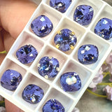 Tanzanite 8mm Swarovski Crystal, 2 Pcs Square-Cushion 4470 With SP or GP Settings, December Birthstone