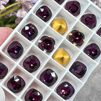 Amethyst 8mm Swarovski Vintage Crystal, 2 Pcs 4461 Square-Octagon With SP or GP Setting