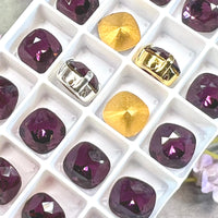 Amethyst 8mm Swarovski Vintage Crystal, 2 Pcs 4461 Square-Octagon With SP or GP Setting
