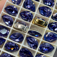 Tanzanite 18x13mm Swarovski Crystal, 1 Pc art 4320 Pear Shape With SP or GP Setting