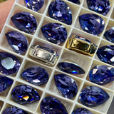Tanzanite 18x13mm Swarovski Crystal, 1 Pc art 4320 Pear Shape With SP or GP Setting