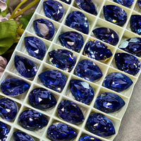 Tanzanite 18x13mm Swarovski Crystal, 1 Pc art 4320 Pear Shape With SP or GP Setting