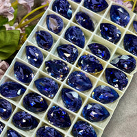 Tanzanite 18x13mm Swarovski Crystal, 1 Pc art 4320 Pear Shape With SP or GP Setting