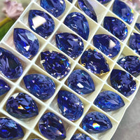 Tanzanite 18x13mm Swarovski Crystal, 1 Pc art 4320 Pear Shape With SP or GP Setting
