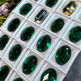 Emerald Green Swarovski Crystal, 1 Pc Vintage 16x11mm 4100 Oval, Jewelry Component
