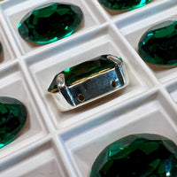 Emerald Green Swarovski Crystal, 1 Pc Vintage 16x11mm 4100 Oval, Jewelry Component