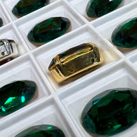 Emerald Green Swarovski Crystal, 1 Pc Vintage 16x11mm 4100 Oval, Jewelry Component