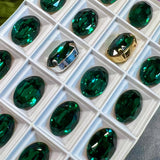 Emerald Green Swarovski Crystal, 1 Pc Vintage 16x11mm 4100 Oval, Jewelry Component