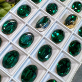 Emerald Green Swarovski Crystal, 1 Pc Vintage 16x11mm 4100 Oval, Jewelry Component