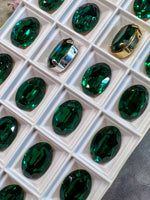 Emerald Green Swarovski Crystal, 1 Pc Vintage 16x11mm 4100 Oval, Jewelry Component