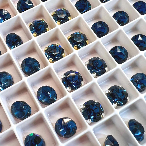 Montana Sapphire 30ss-6mm Dentelle Vintage Swarovski Crystal with SP or GP Settings