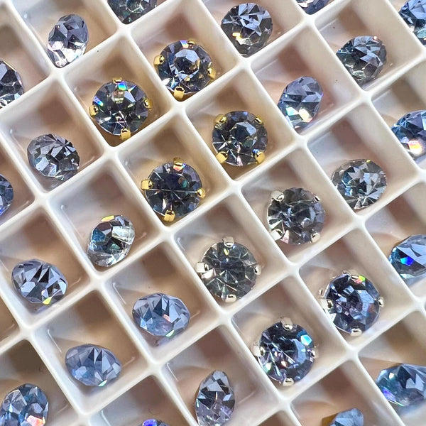 Alexandrite 30ss-6mm Vintage Swarovski Crystal 4 Pieces with Settings