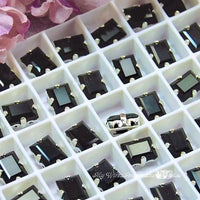 Jet Baguette, 2 Pcs Vintage Art 4510 Swarovski Crystal, 8x6mm With SP Setting