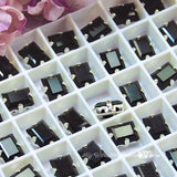Jet Baguette, 2 Pcs Vintage Art 4510 Swarovski Crystal, 8x6mm With SP Setting