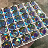 White Opal StarShine AB Swarovski Crystal, 1Pc 10mm With Setting, Bead Embroidery