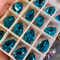 Blue Zircon 15x11mm Genuine Swarovski 4320 Pear Shape Crystal