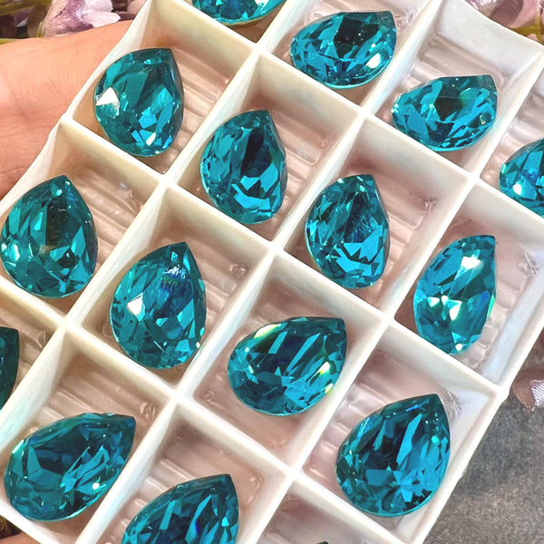 Blue Zircon 15x11mm Genuine Swarovski 4320 Pear Shape Crystal