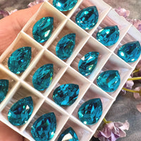 Blue Zircon 15x11mm Genuine Swarovski 4320 Pear Shape Crystal