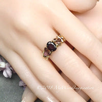 Rhodolite Garnet Handmade Ring, Raspberry Dark Red, in SS or 14K GF
