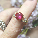Ruby Handmade Ring, Lab Grown Fuchsia Ruby-Red, July Birthstone, 40th Anniversary