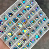 Aquamarine AB 40ss Swarovski Vintage Crystal, 2 Pcs with SP or GP Setting