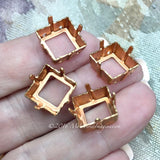 Brass Sew-On Type Rhinestone Crystal Settings, 12mm 4400 - 4410 Square
