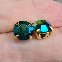 Emerald AB 39ss Swarovski Vintage Crystal, 2 or 4 Pcs Art 1110, with SP or GP Settings