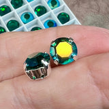 Emerald AB 39ss Swarovski Vintage Crystal, 2 or 4 Pcs Art 1110, with SP or GP Settings