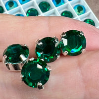 Emerald AB 39ss Swarovski Vintage Crystal, 2 or 4 Pcs Art 1110, with SP or GP Settings