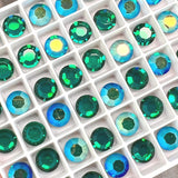 Emerald AB 39ss Swarovski Vintage Crystal, 2 or 4 Pcs Art 1110, with SP or GP Settings