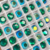 Emerald AB 39ss Swarovski Vintage Crystal, 2 or 4 Pcs Art 1110, with SP or GP Settings