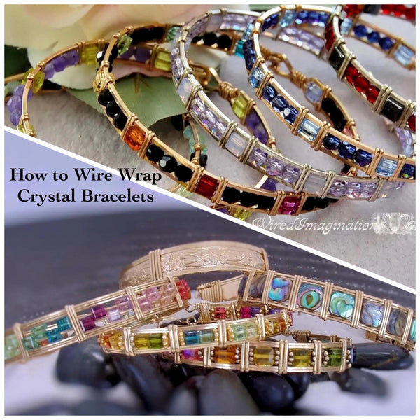 2 Crystal Bangle Bracelet Wire Wrap Tutorials: Step-by-Step Instructions