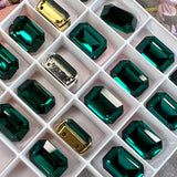 Emerald Swarovski Octagon, 1 Piece 14x10mm Art 4610 Crystal With a Setting