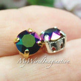 Scarabaeus Green 8mm 2/4 Pcs Swarovski Crystal, SP or GP Settings, Metallic Beetle Finish
