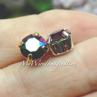 Scarabaeus Green 8mm 2/4 Pcs Swarovski Crystal, SP or GP Settings, Metallic Beetle Finish