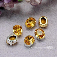 Topaz Yellow Vintage Swarovski Crystal 10 x 8mm, 2 Pcs Topaze Oval Shape With Setting
