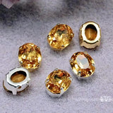 Topaz Yellow Vintage Swarovski Crystal 10 x 8mm, 2 Pcs Topaze Oval Shape With Setting