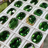 Tourmaline 18x13mm Dark Green Vintage Swarovski, 1 or 2 or 4 Pcs Oval 4120 With Setting