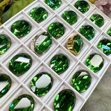 Tourmaline 18x13mm Dark Green Vintage Swarovski, 1 or 2 or 4 Pcs Oval 4120 With Setting