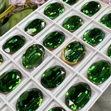 Tourmaline 18x13mm Dark Green Vintage Swarovski, 1 or 2 or 4 Pcs Oval 4120 With Setting