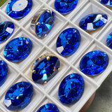 Sapphire 18x13mm Royal Blue Rare Vintage Swarovski, 1-2 or 4 Pcs - 4106 With Setting