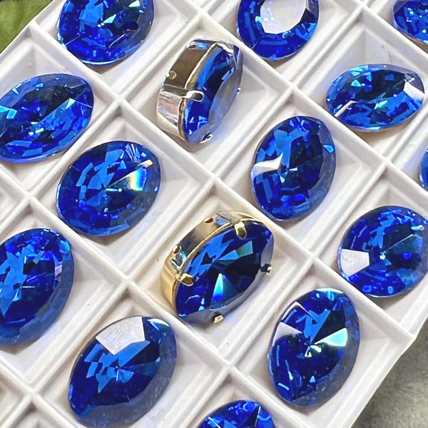 Sapphire 18x13mm Royal Blue Rare Vintage Swarovski, 1-2 or 4 Pcs - 4106 With Setting